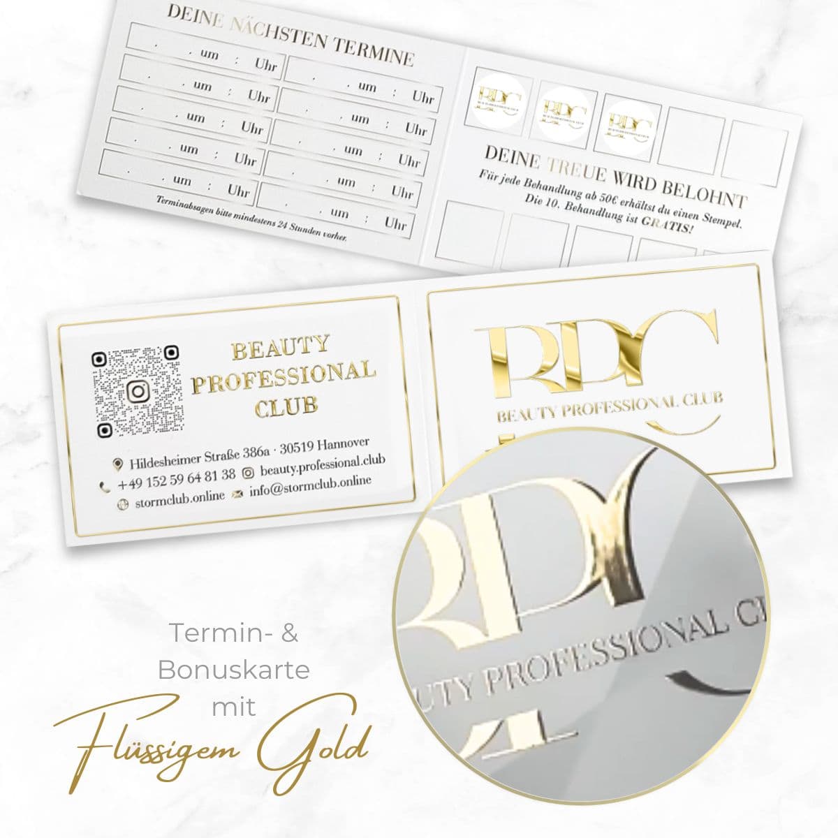 Exklusive Klappvisitenkarten / Klappkarte mit Veredelung