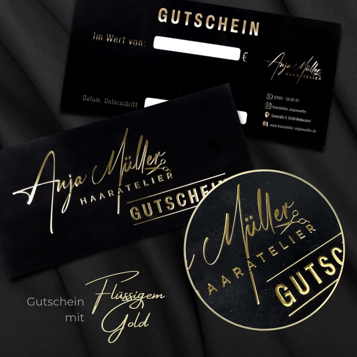 Exklusiver Gutschein / Geschenkgutschein mit flüssigem Gold oder flüssigem Silber veredelt - Image 8
