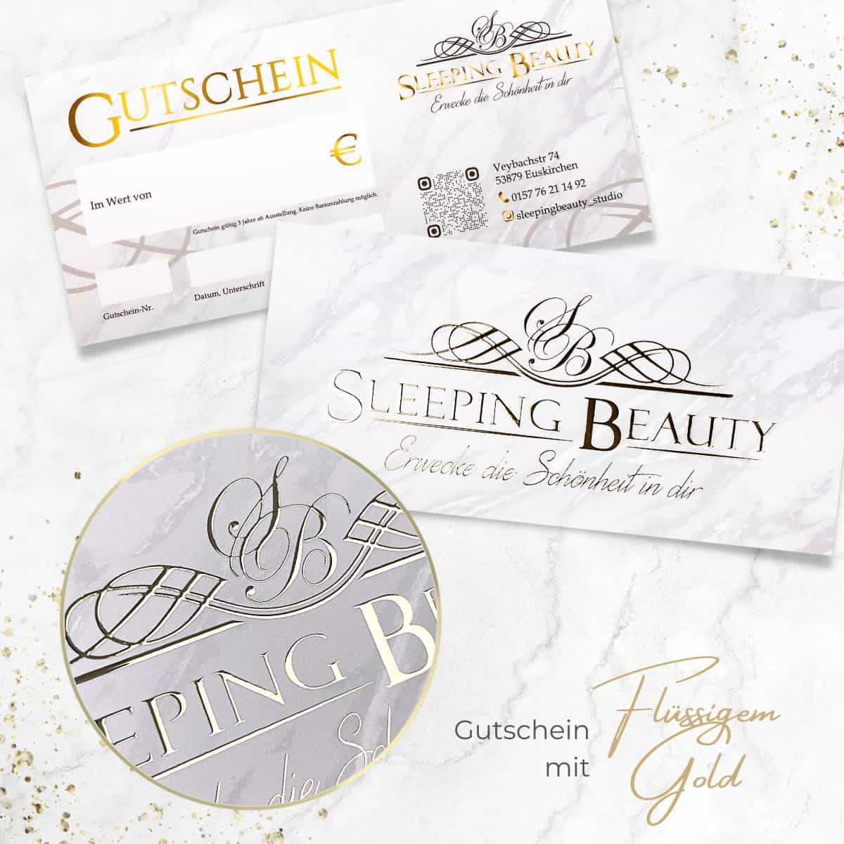 Exklusiver Gutschein / Geschenkgutschein mit flüssigem Gold oder flüssigem Silber veredelt - Image 9