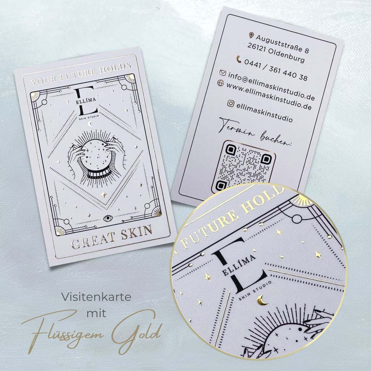 Exklusive Visitenkarte mit flüssigem Gold oder Silber veredelt und Softtouch Oberfläche – Bild 2