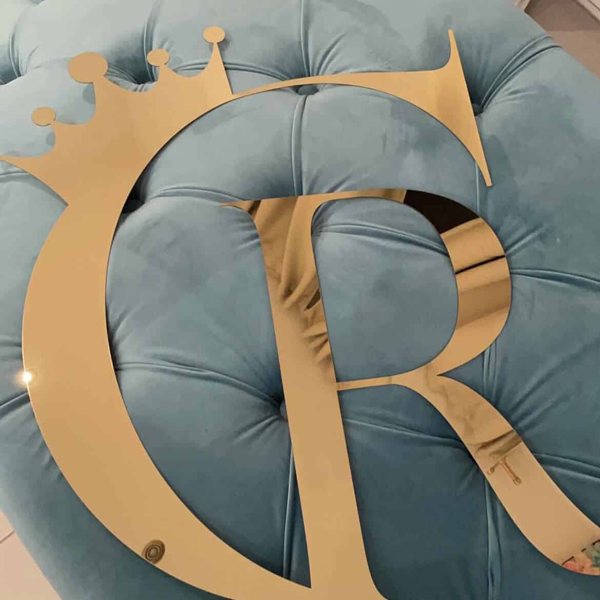 Wandlogo - Luxuriöse Buchstaben oder Logo Acryl verspiegelt in gold oder silber – Bild 11