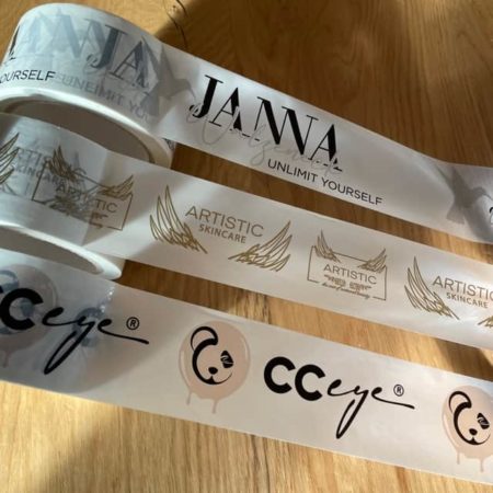 Klebeband / Paketband / mit Logo bedruckt / PVC / gold - silber / 36 Rollen