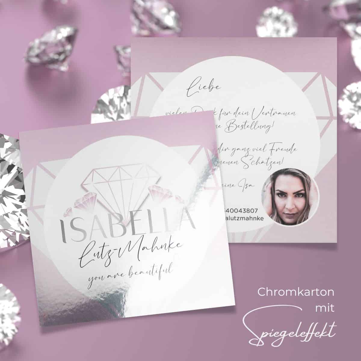 Flyer / Preisliste / Danksagung / Gutschein - Exklusiv spiegelnder Chromkarton – Bild 4