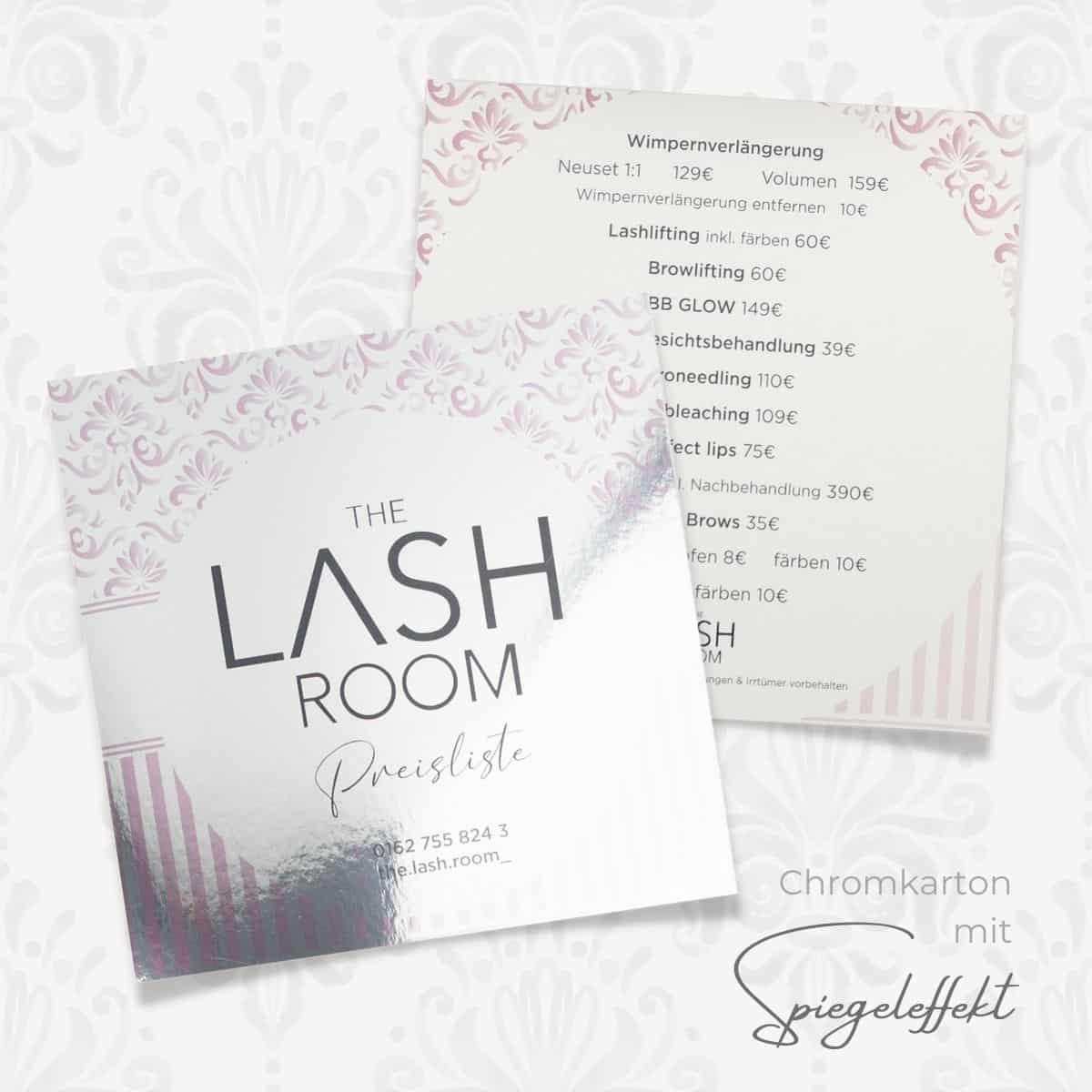 Flyer / Preisliste / Danksagung / Gutschein - Exklusiv spiegelnder Chromkarton – Bild 3