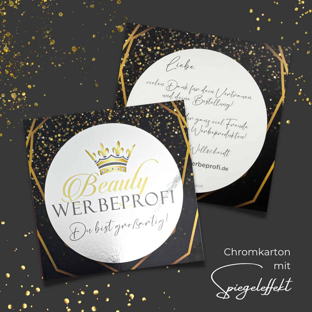 Flyer / Preisliste / Danksagung / Gutschein - Exklusiv spiegelnder Chromkarton – Bild 5