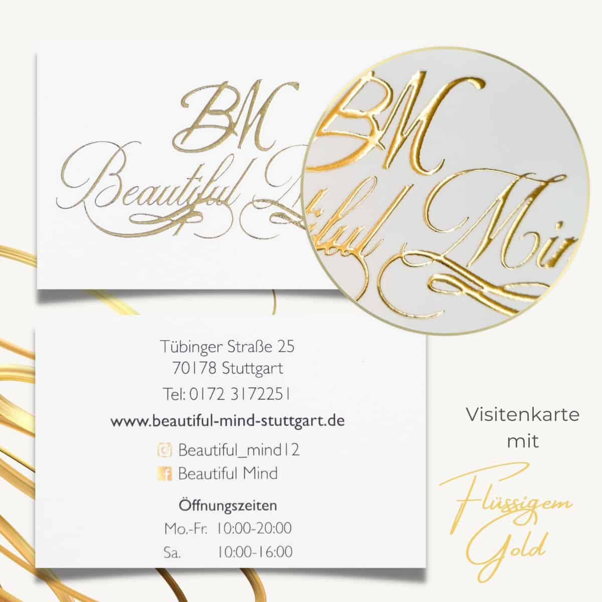 Exklusive Visitenkarte mit flüssigem Gold oder Silber veredelt und Softtouch Oberfläche – Bild 16