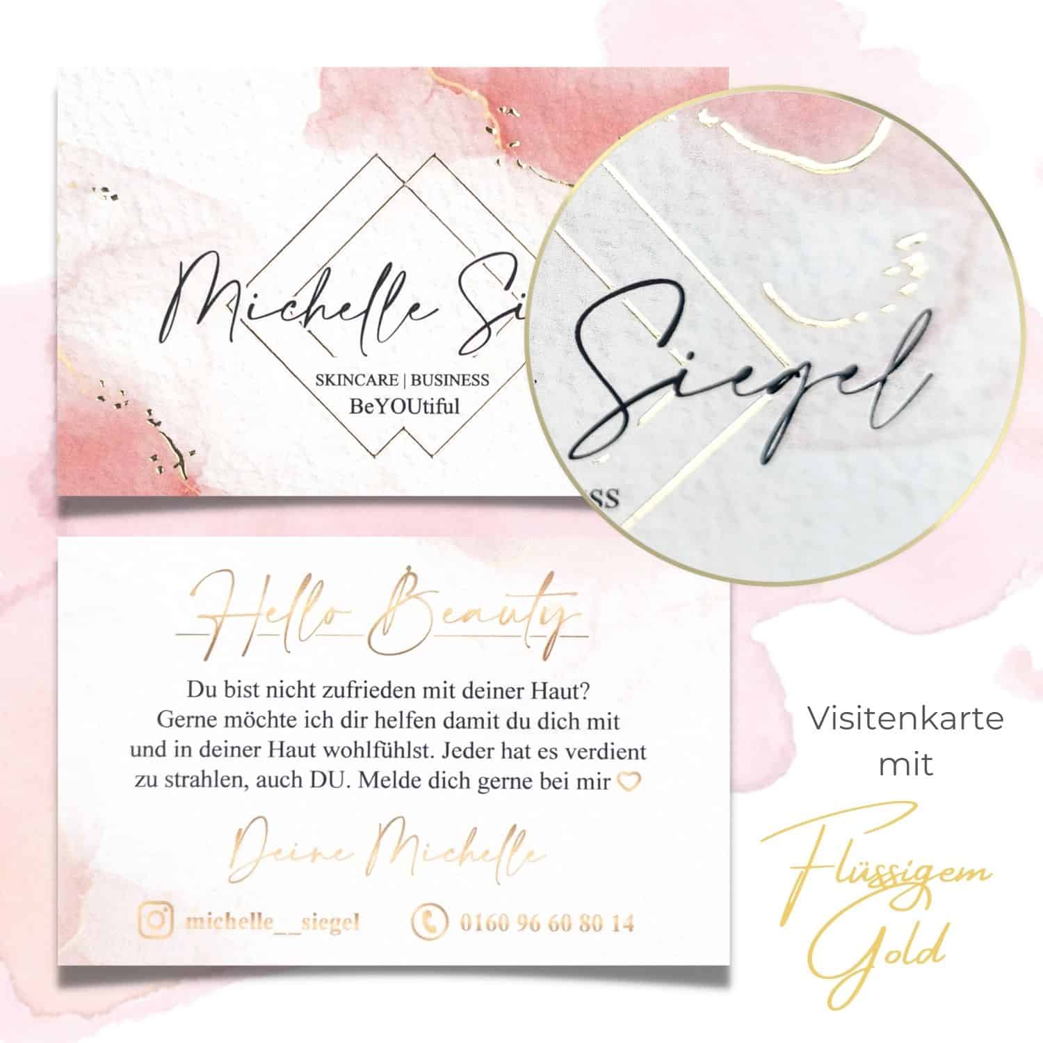 Exklusive Visitenkarte mit flüssigem Gold oder Silber veredelt und Softtouch Oberfläche – Bild 10