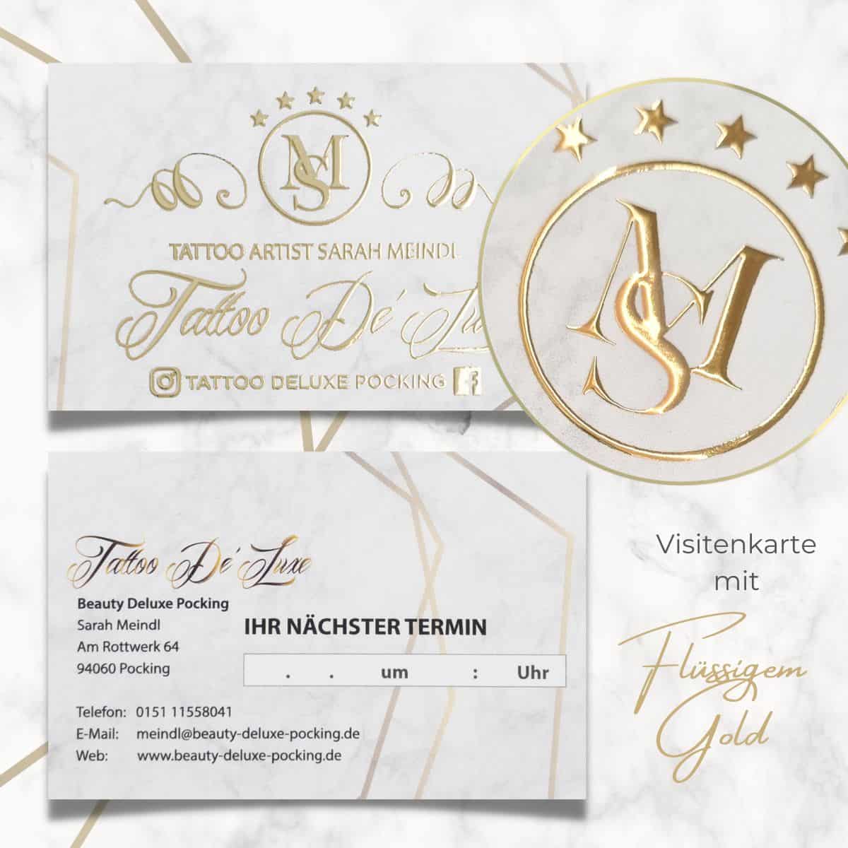Exklusive Visitenkarte mit flüssigem Gold oder Silber veredelt und Softtouch Oberfläche – Bild 11