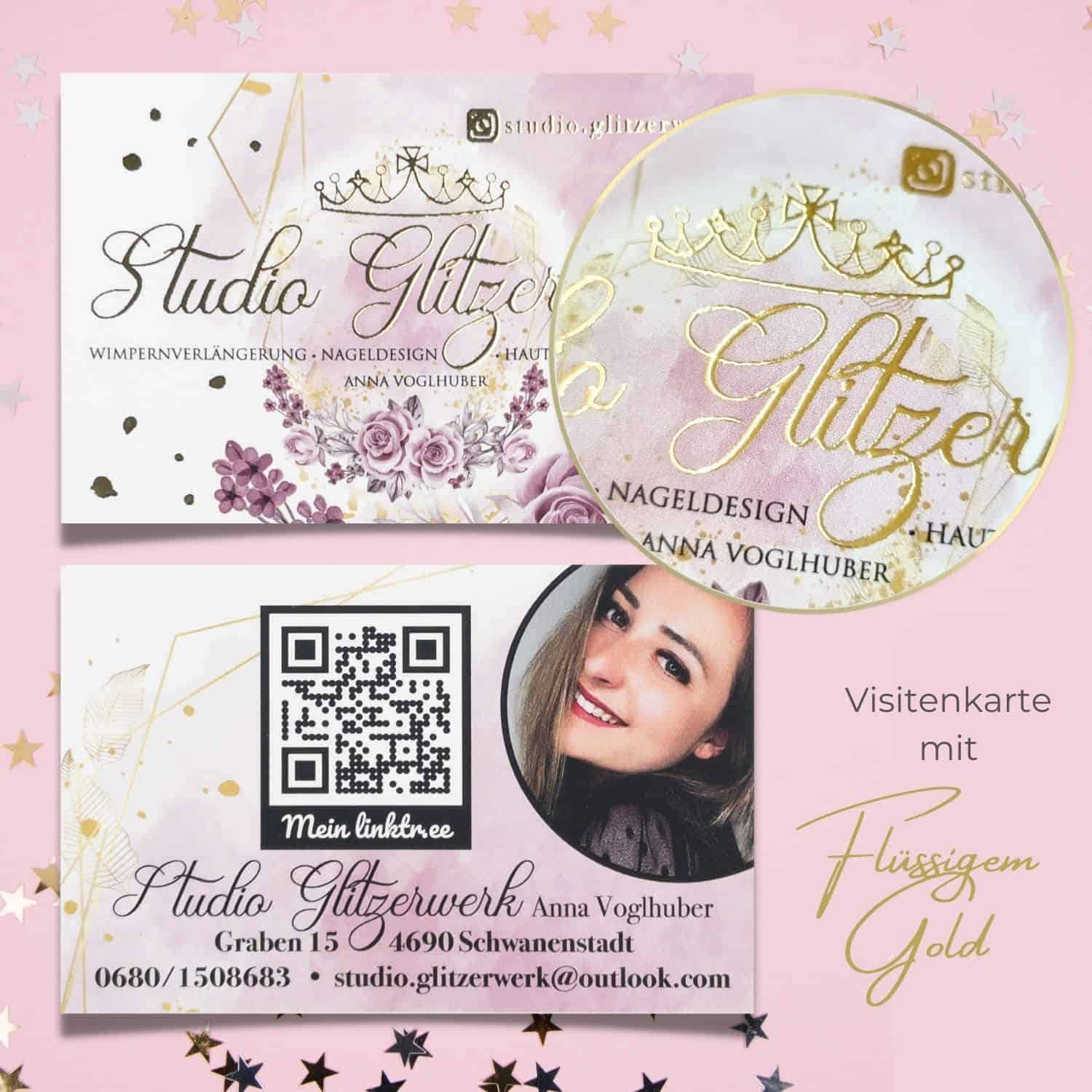 Exklusive Visitenkarte mit flüssigem Gold oder Silber veredelt und Softtouch Oberfläche – Bild 8