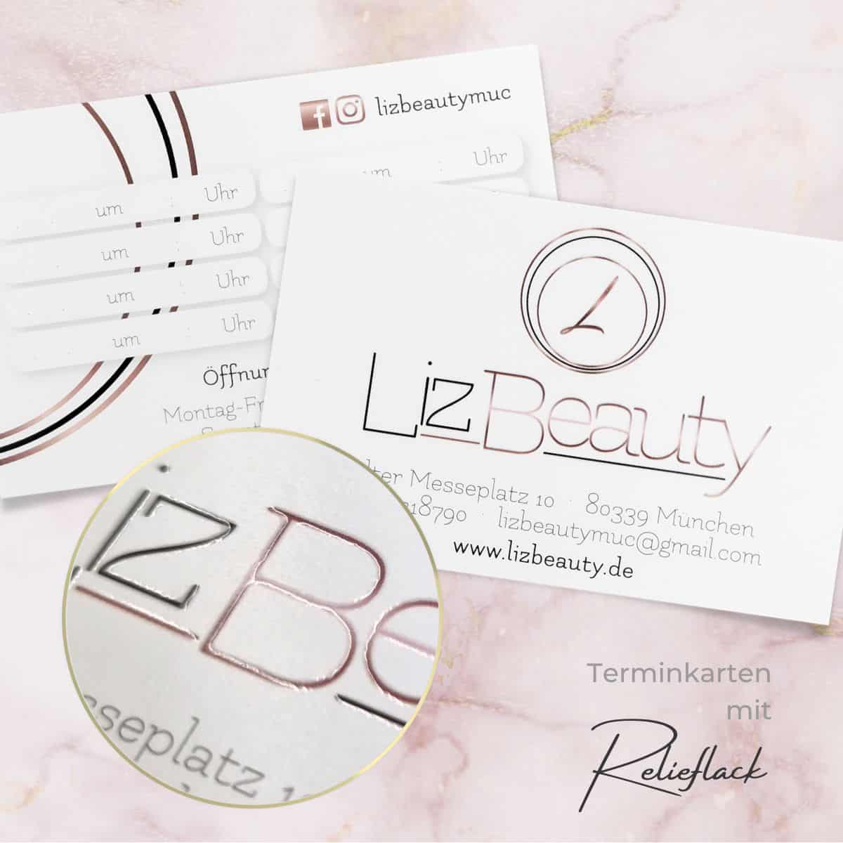 Exklusive Terminkarte mit LACK-Veredelung