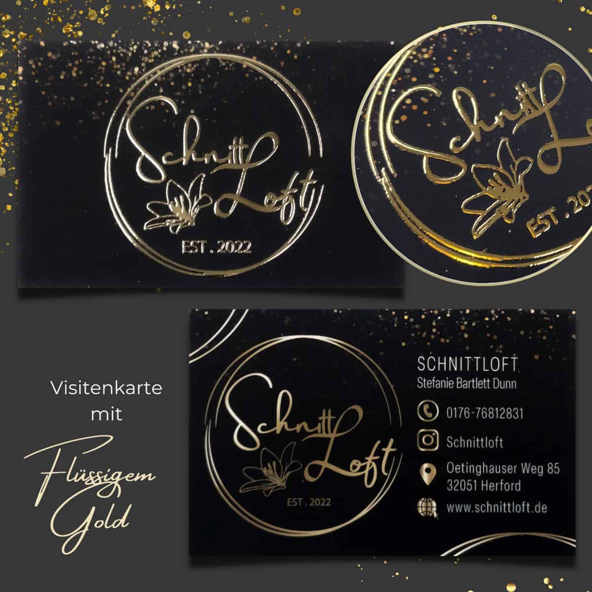 Exklusive Visitenkarte mit flüssigem Gold oder Silber veredelt und Softtouch Oberfläche – Bild 12