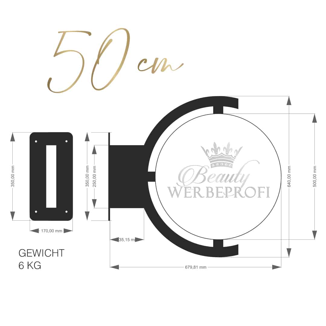 Luxus LED-Leuchtreklame / Nasenschild 2-seitig, hochwertig, anschlussfertig,  50 oder 60cm - Image 6