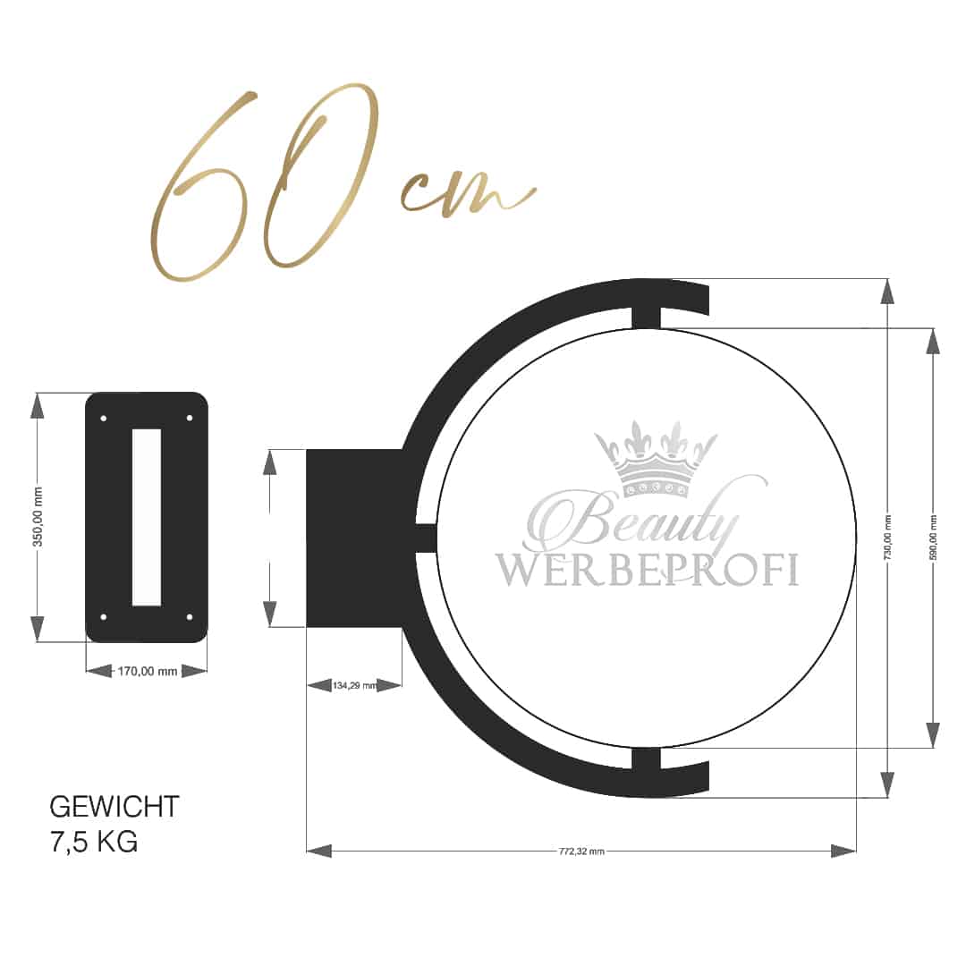 Luxus LED-Leuchtreklame / Nasenschild 2-seitig, hochwertig, anschlussfertig,  50 oder 60cm - Image 7