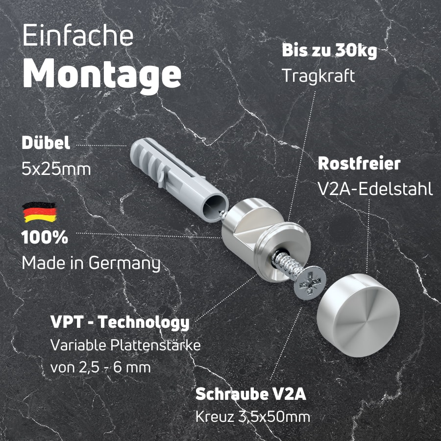 Klemmbefestigung / Schilderhalter aus V2A Edelstahl - 4er Set - Image 3