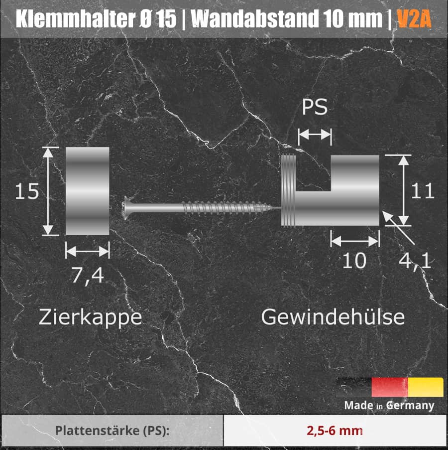 Klemmbefestigung / Schilderhalter aus V2A Edelstahl - 4er Set - Image 4
