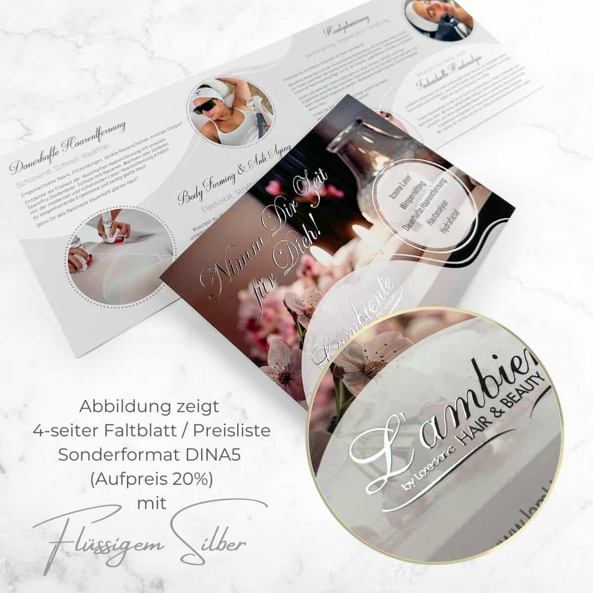 Exklusiver 4-seitiger Flyer / Faltblatt mit flüssigem Gold oder  Silber - Image 9