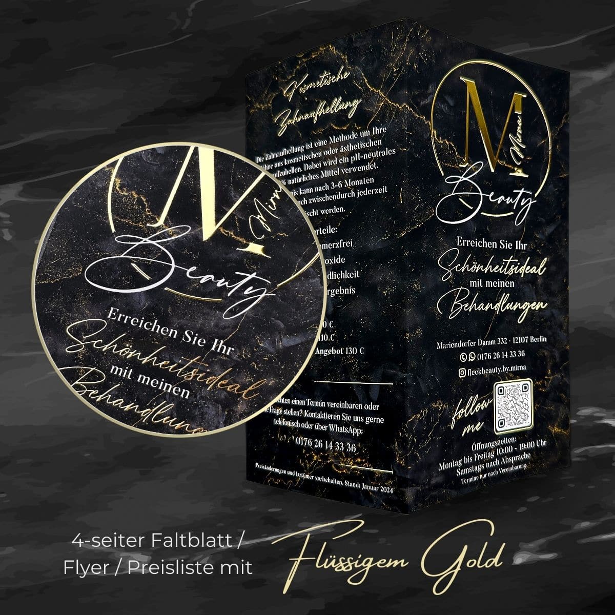 Exklusiver 4-seitiger Flyer / Faltblatt mit flüssigem Gold oder  Silber - Image 8