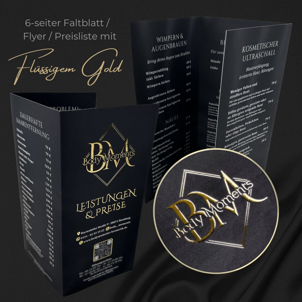 Exklusiver 6-seitiger Flyer / Faltblatt mit flüssigem Gold oder  Silber - Image 12