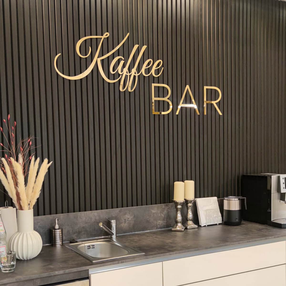 Wandlogo - Luxuriöse Buchstaben oder Logo Acryl verspiegelt in gold oder silber – Bild 4