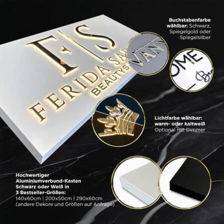 Leuchtreklame - LED - Lichtreklame - Beleuchtetes Werbeschild - Lichtwerbung - Aussenschild mit Licht