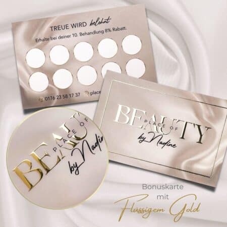 Exklusive Bonuskarte mit flüssigem Gold oder Silber (LACK-Veredelung)