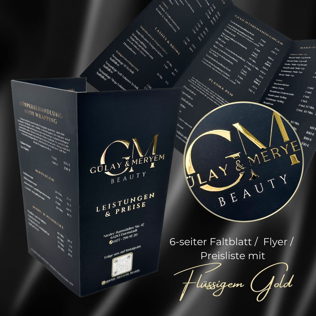 Exklusiver 6-seitiger Flyer / Faltblatt mit flüssigem Gold oder  Silber - Image 2