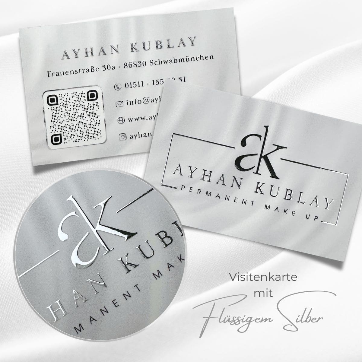 Exklusive Visitenkarte mit flüssigem Gold oder Silber veredelt und Softtouch Oberfläche – Bild 3